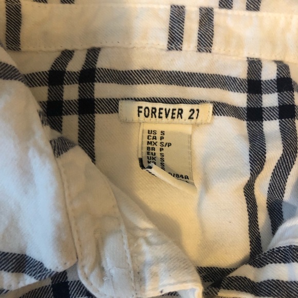 Forever 21 plaid shirt white and black size small - Picture 2 of 3